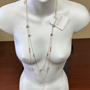 GUESS Gold-Tone Layered Bead & Chain Necklace
